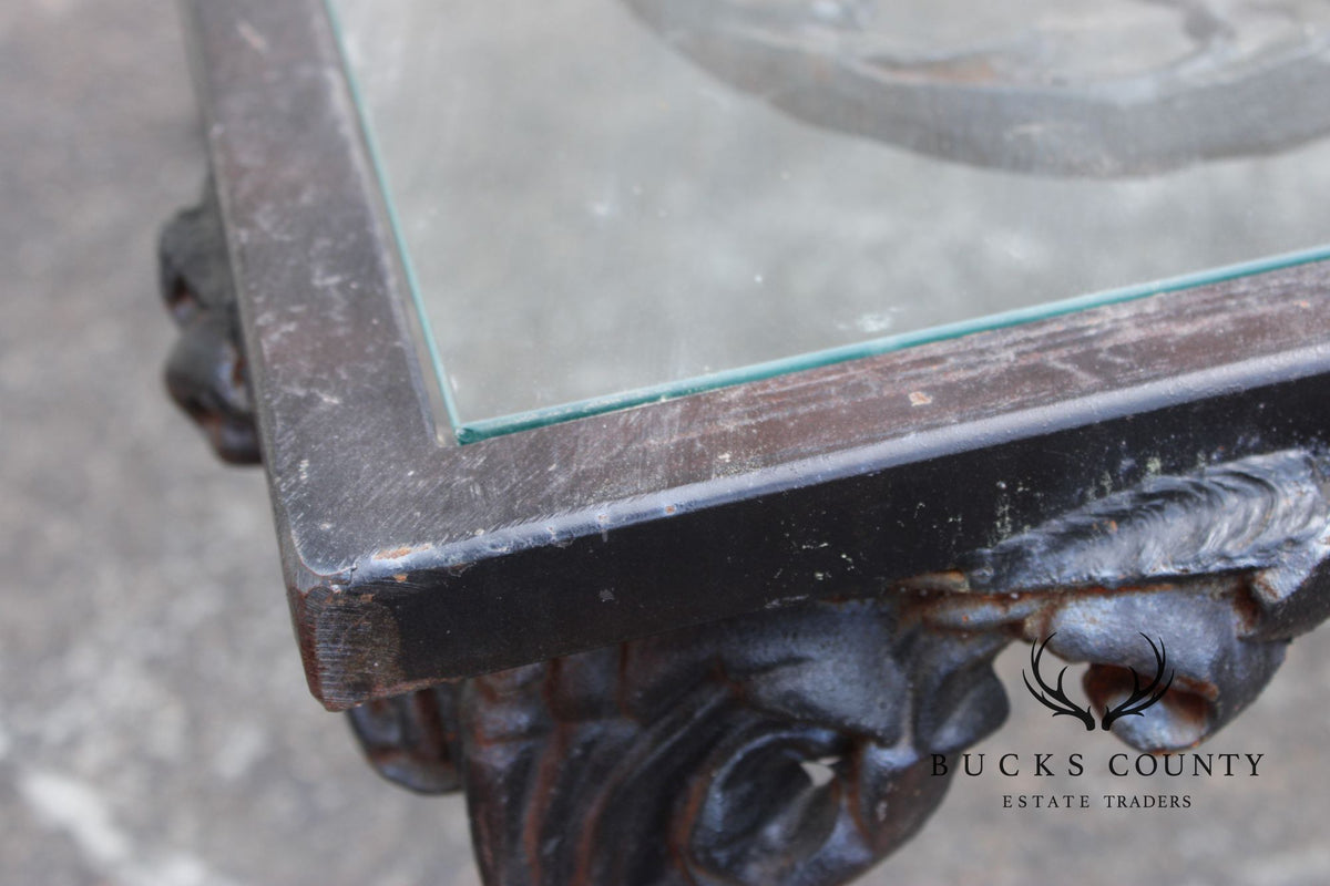 Victorian Style Glass Top Iron Coffee Table
