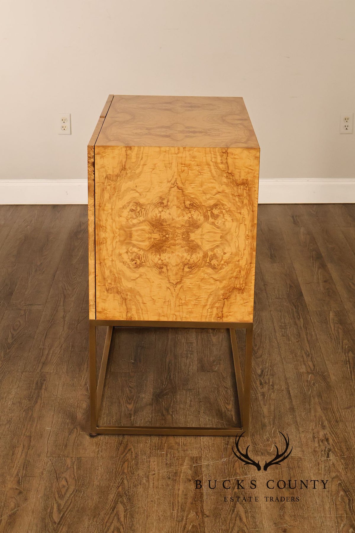 Keno Bros Contemporary Burlwood Two Door Hallway Cabinet