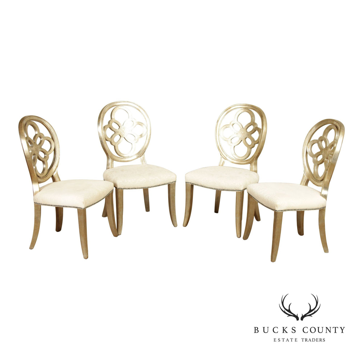 Henredon Set of Four Silver Leaf Side Dining Chairs