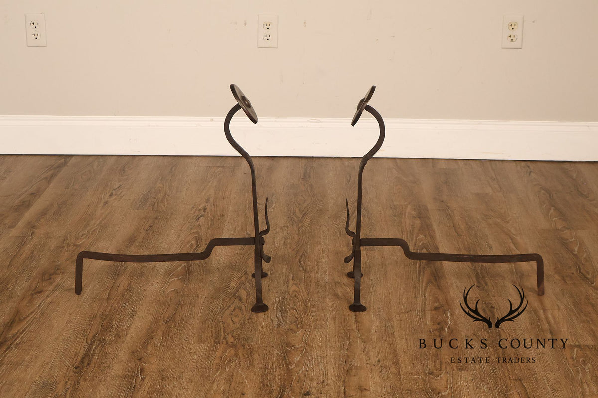 Antique Pair of Fireplace Andirons