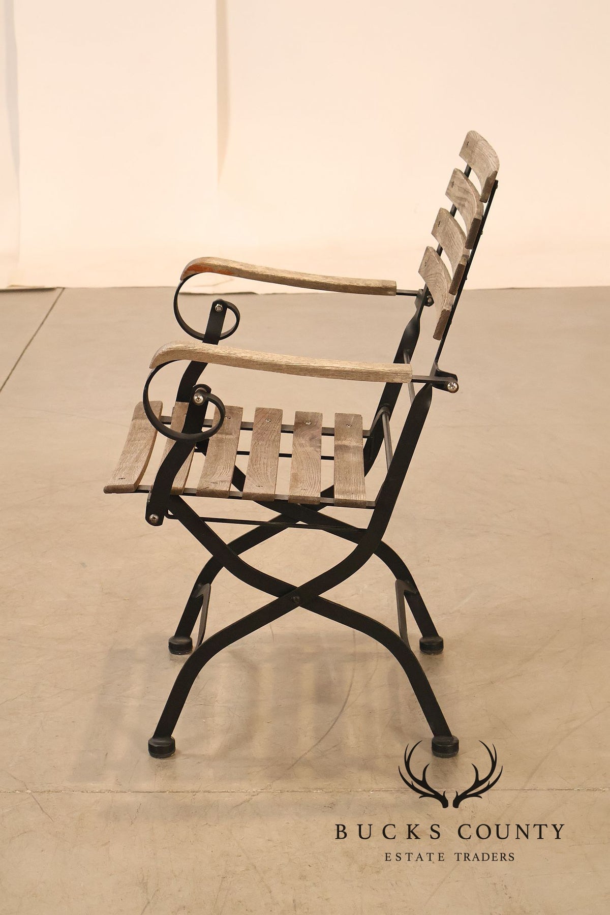 French Style Teak and Wrought Iron Five-Piece Bistro Set