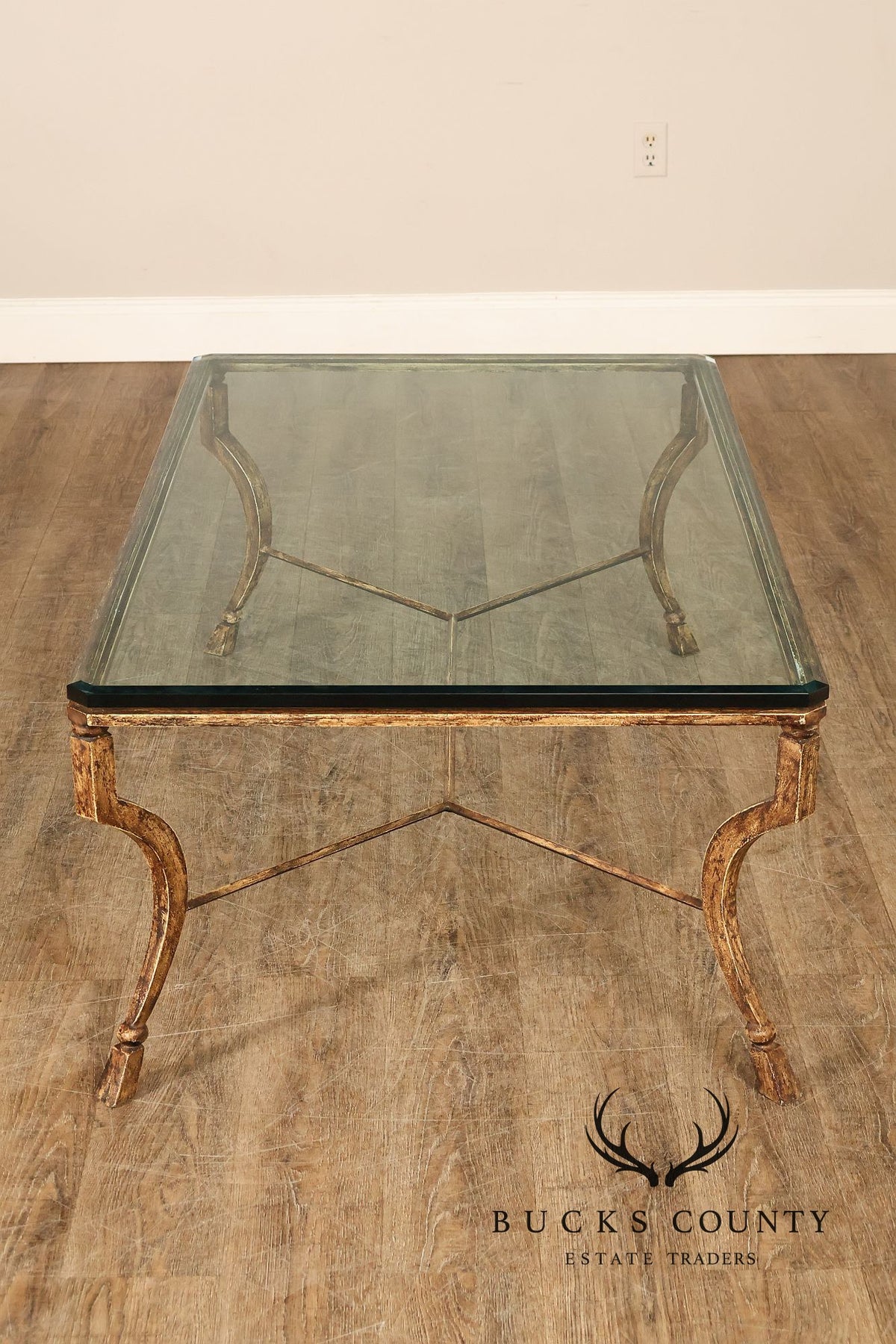 Minton Spindell 'Durant' Glass Top Iron Coffee Table