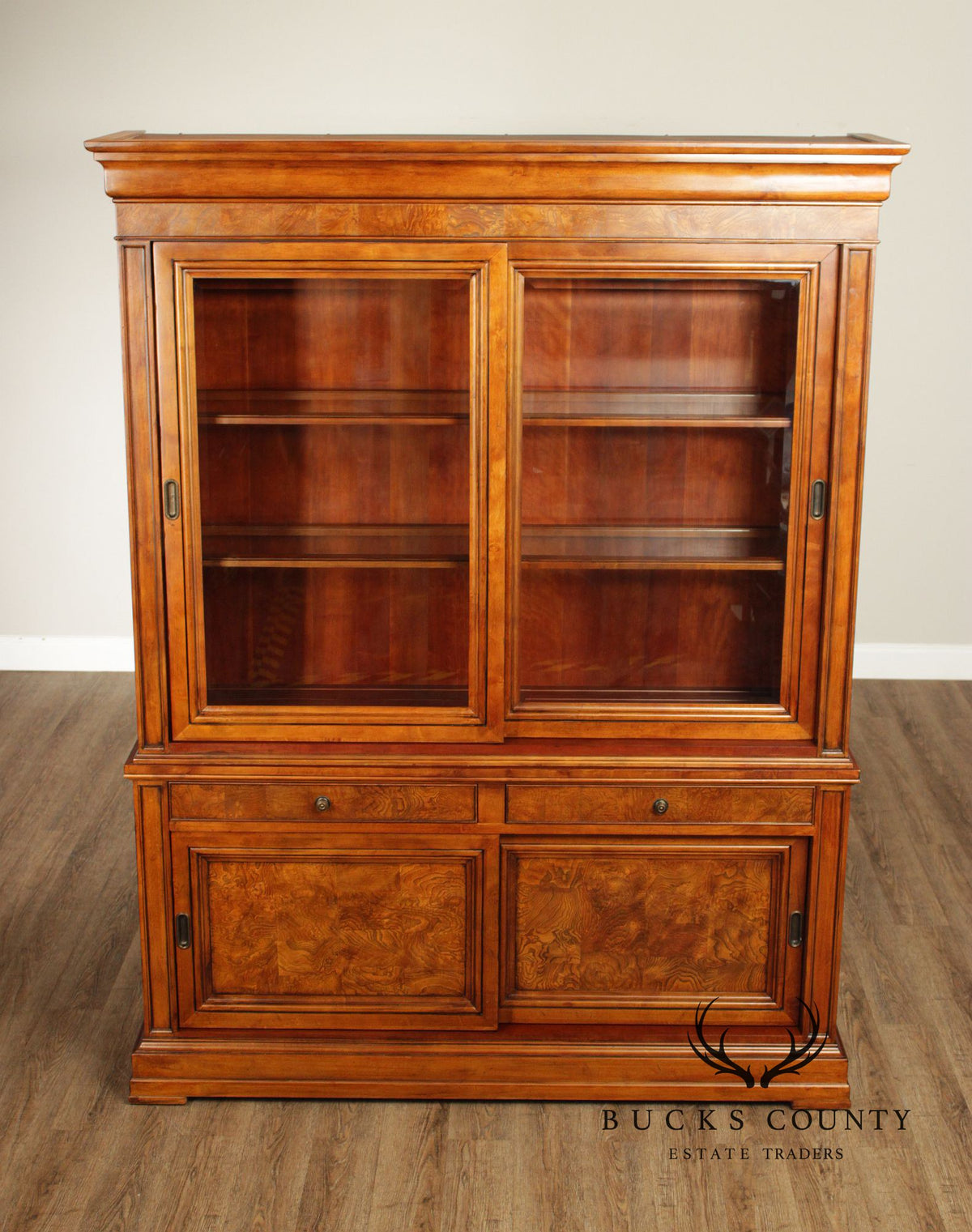Ethan Allen Louis Philippe Style Burl Wood China Cabinet