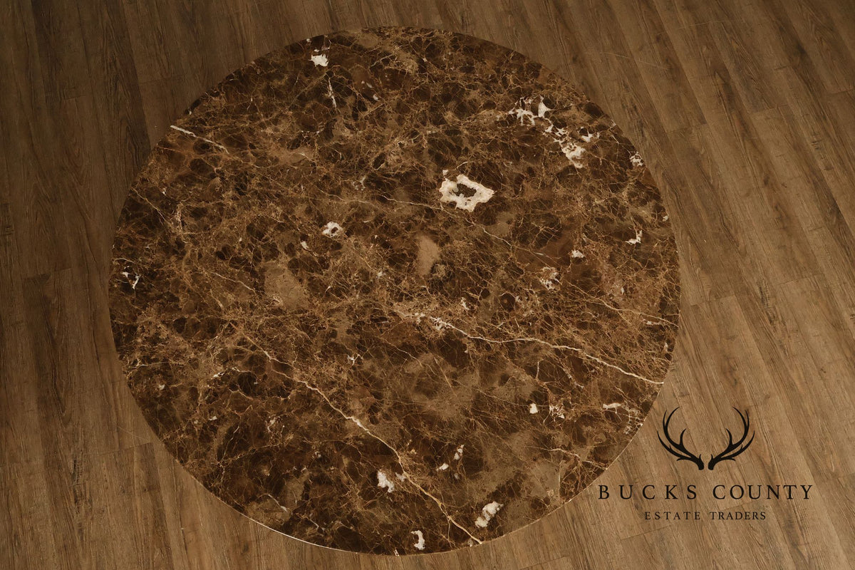 Drexel Neoclassical Revival Round Marble Top Pedestal Dining or Center Table With Claw Feet