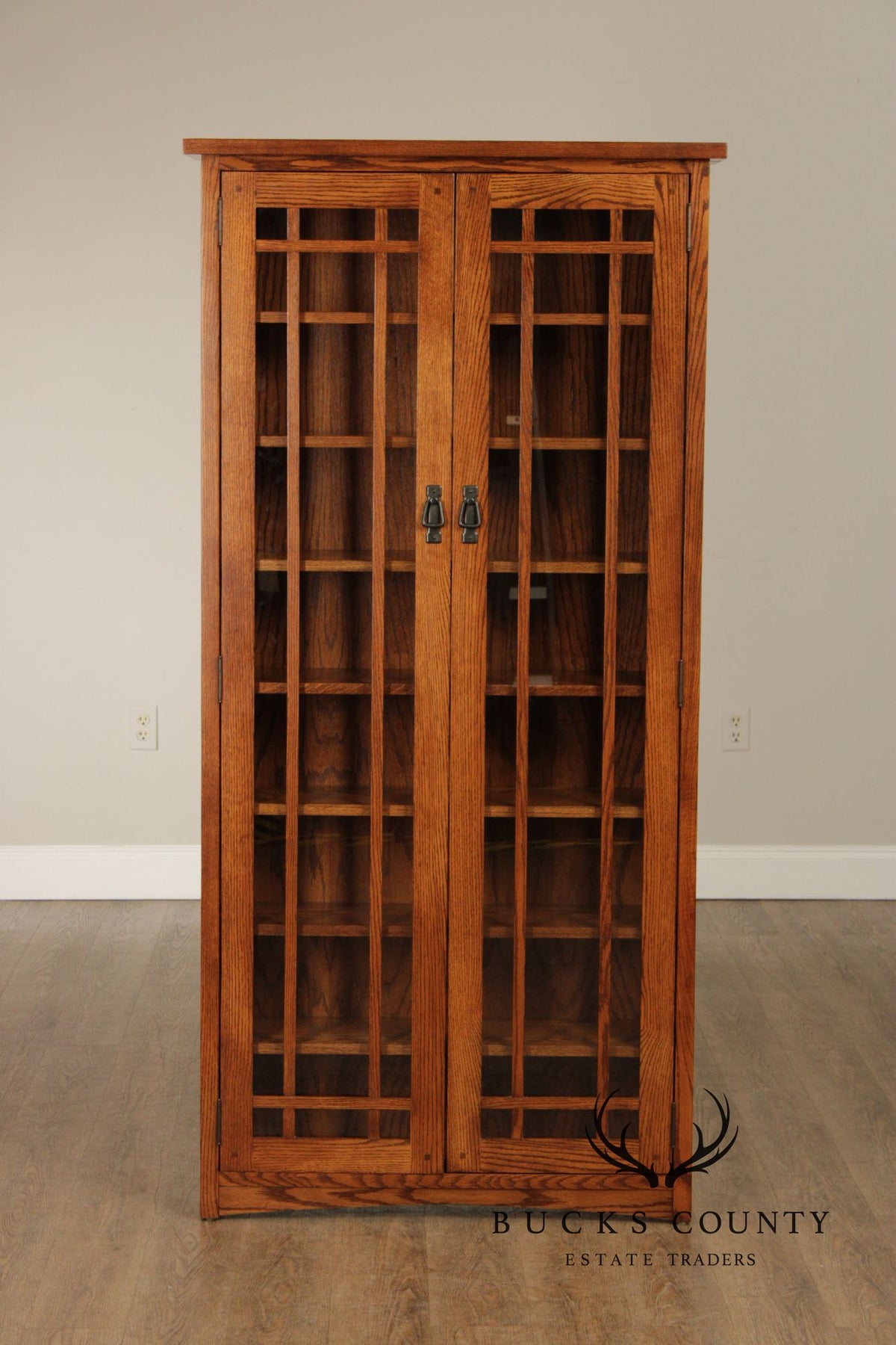 Mission Style Oak Two-Door Bookcase