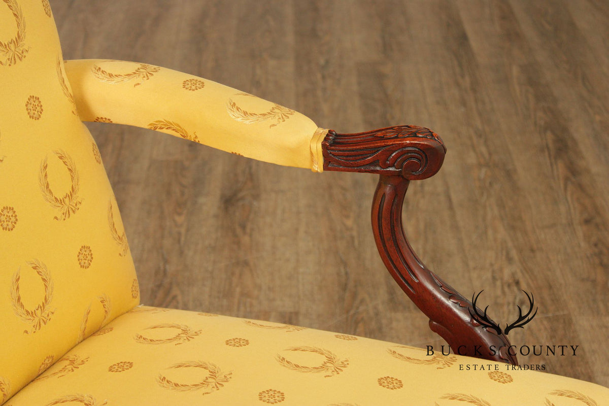 George II Style Carved Mahogany Library Armchair