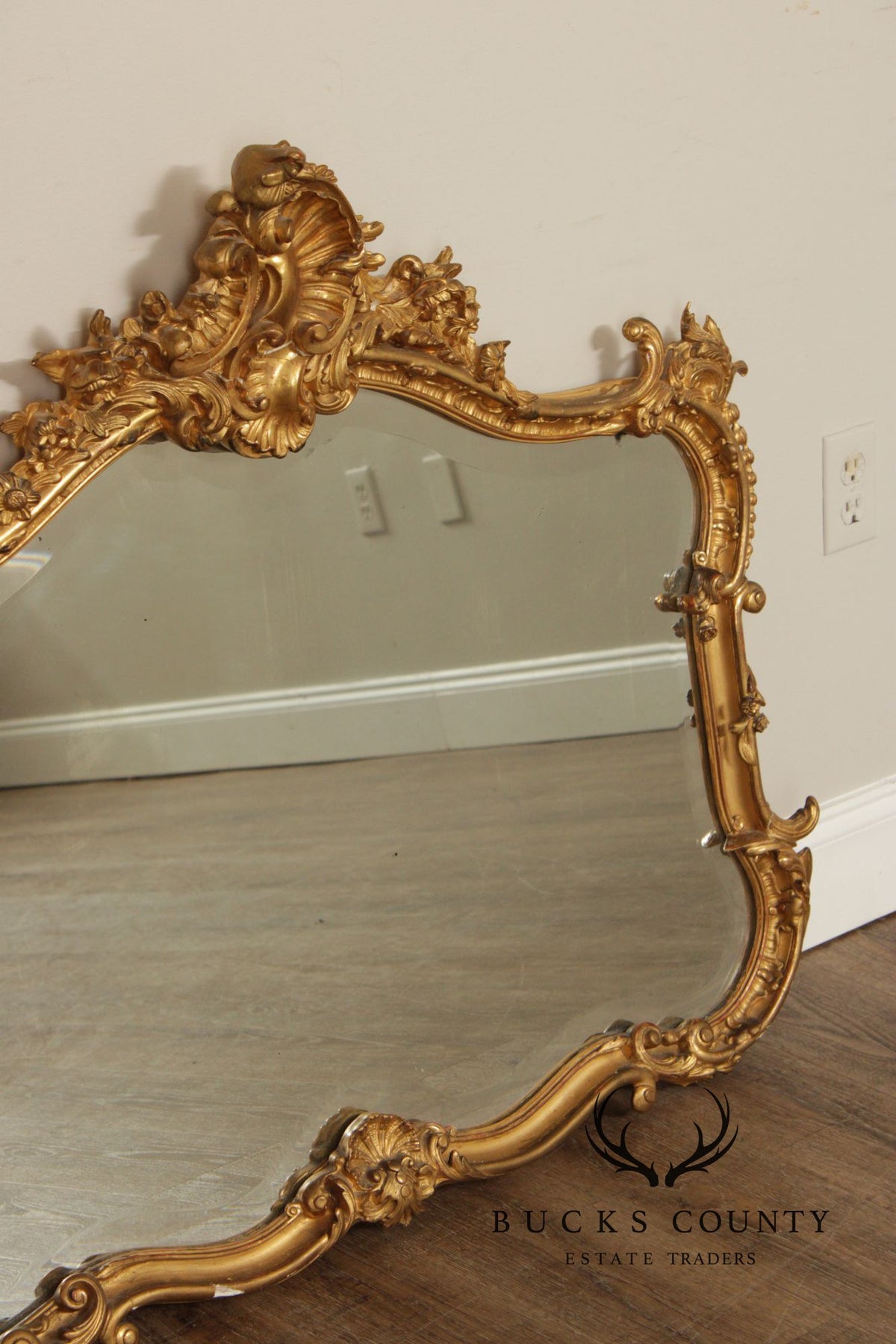 Antique Rococo Revival Giltwood Mantel Mirror