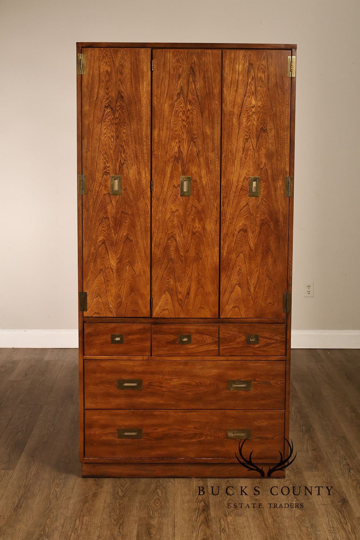Vintage Campaign Style Wardrobe Armoire Cabinet