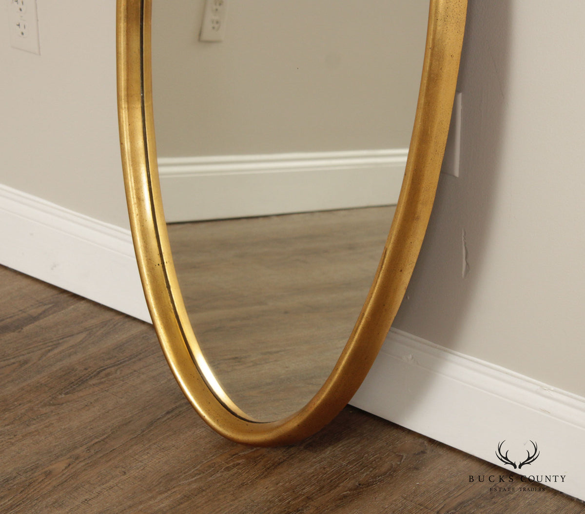 Mid Century Modern Giltwood Oval Wall Mirror