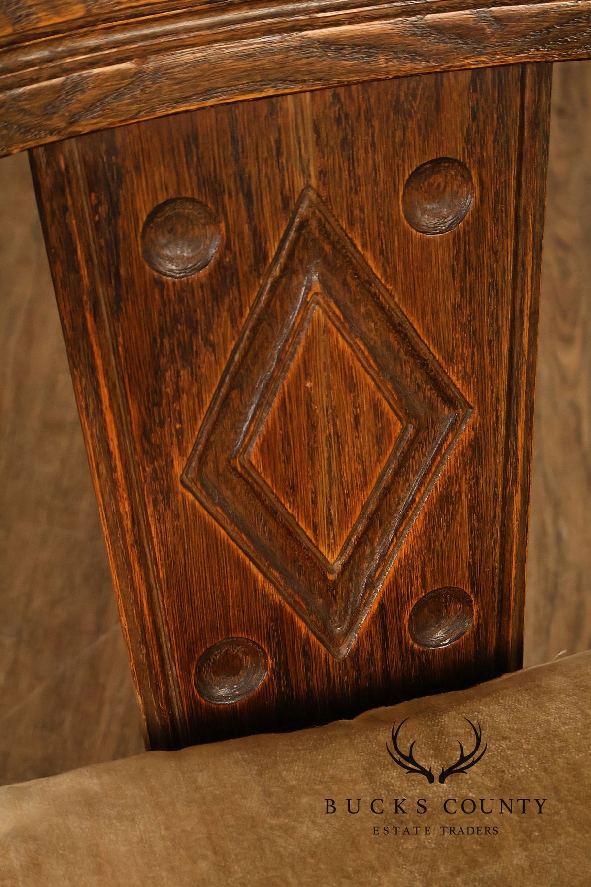 Tudor Style Pair of Oak Armchairs