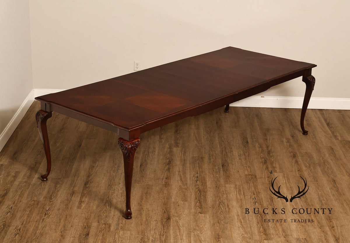 Thomasville Queen Anne Style Cherry Diamond Marquetry Extension Dining Table