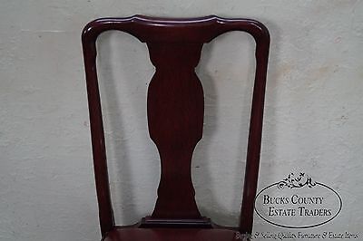 Custom Quality Leather Seat Pair of Queen Anne Side Chairs