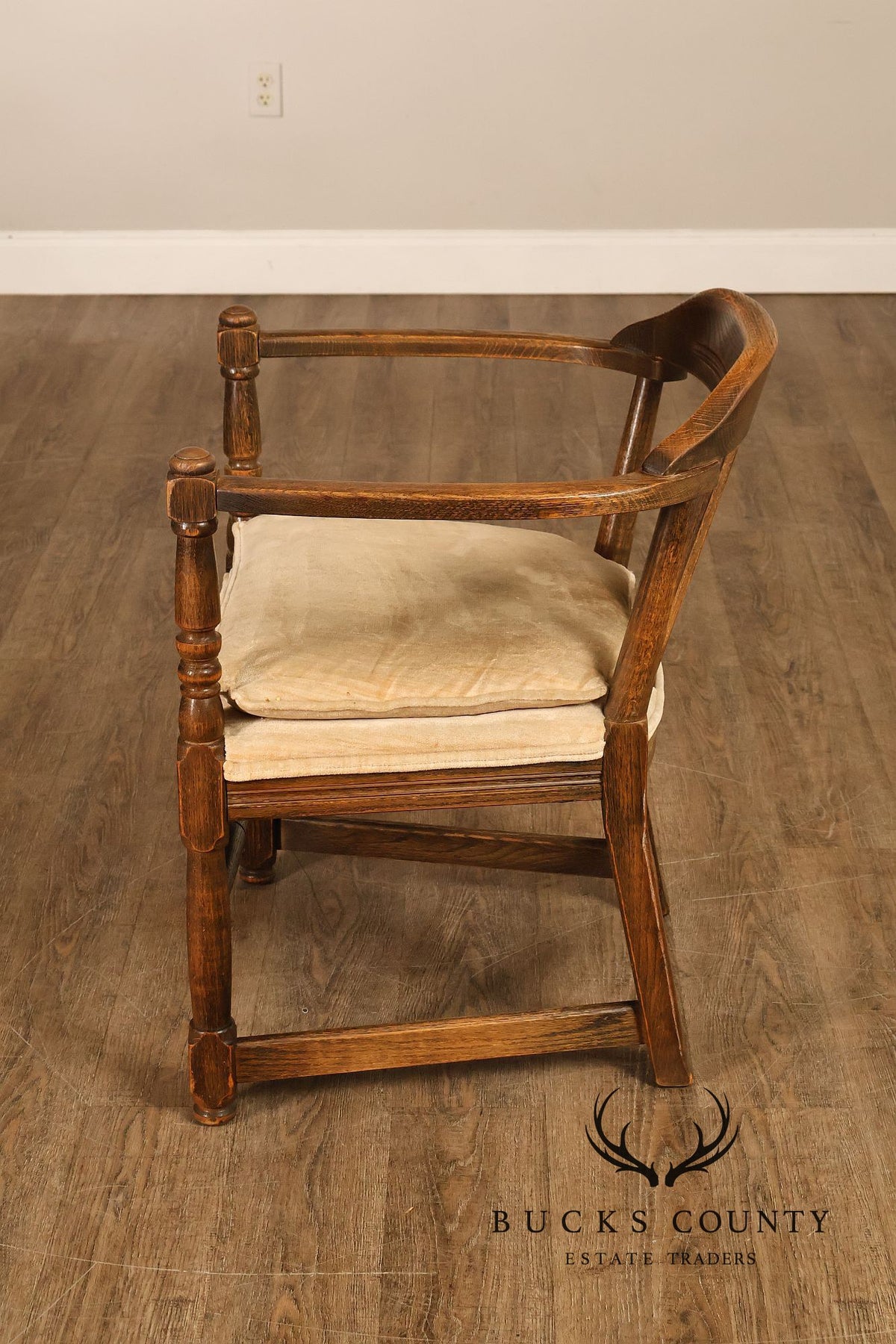 Tudor Style Pair of Oak Armchairs