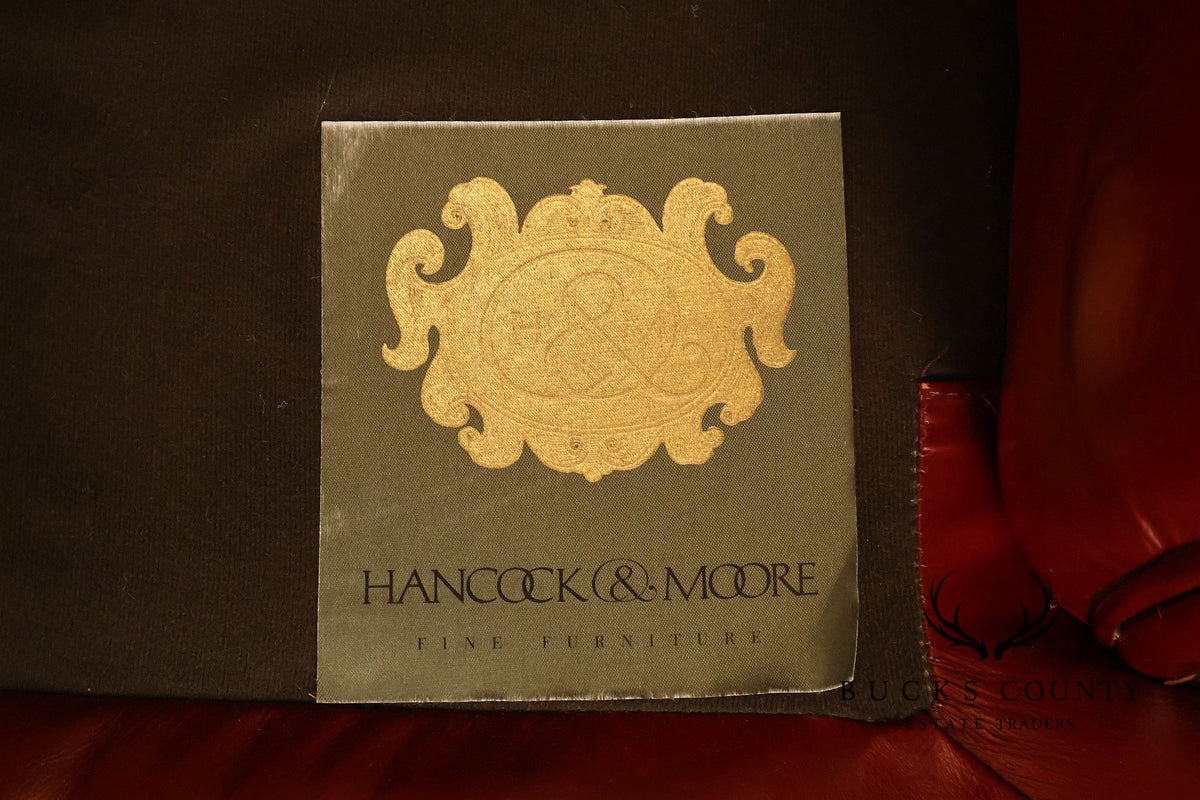 Hancock & Moore Red Leather Swivel Club Chair With Nailhead Trim