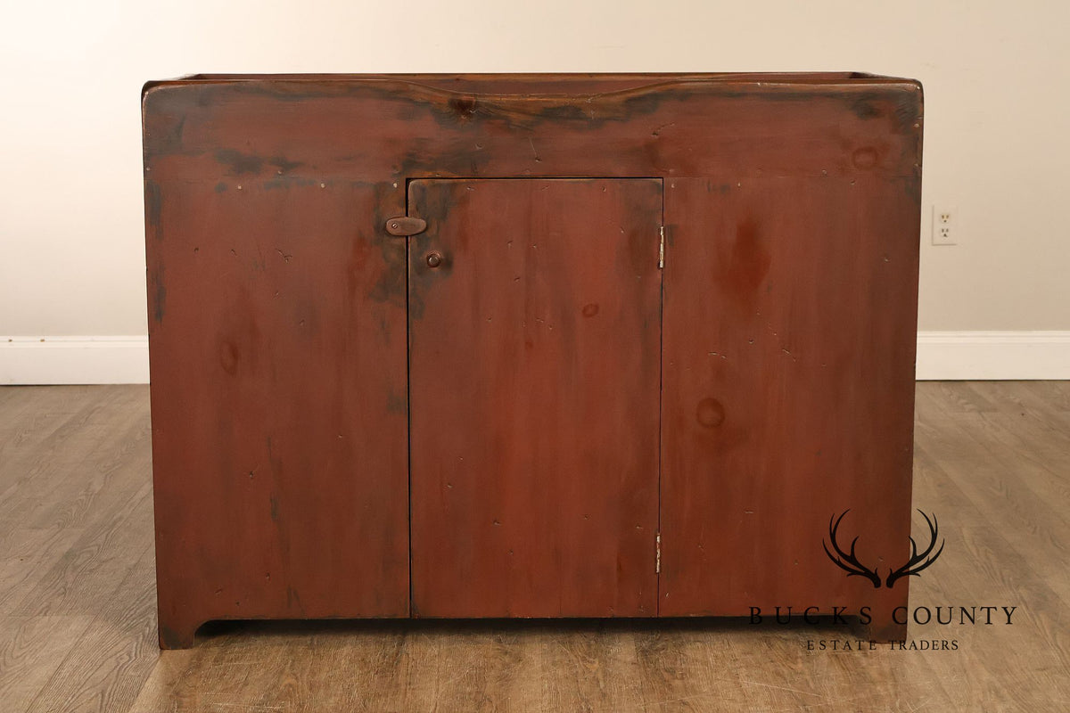 Custom Crafted Primitive Painted Pine Dry Sink Cabinet