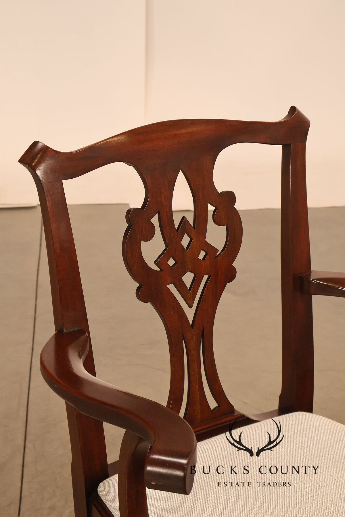 Henkel Harris Chippendale Style Pair of Mahogany Armchairs