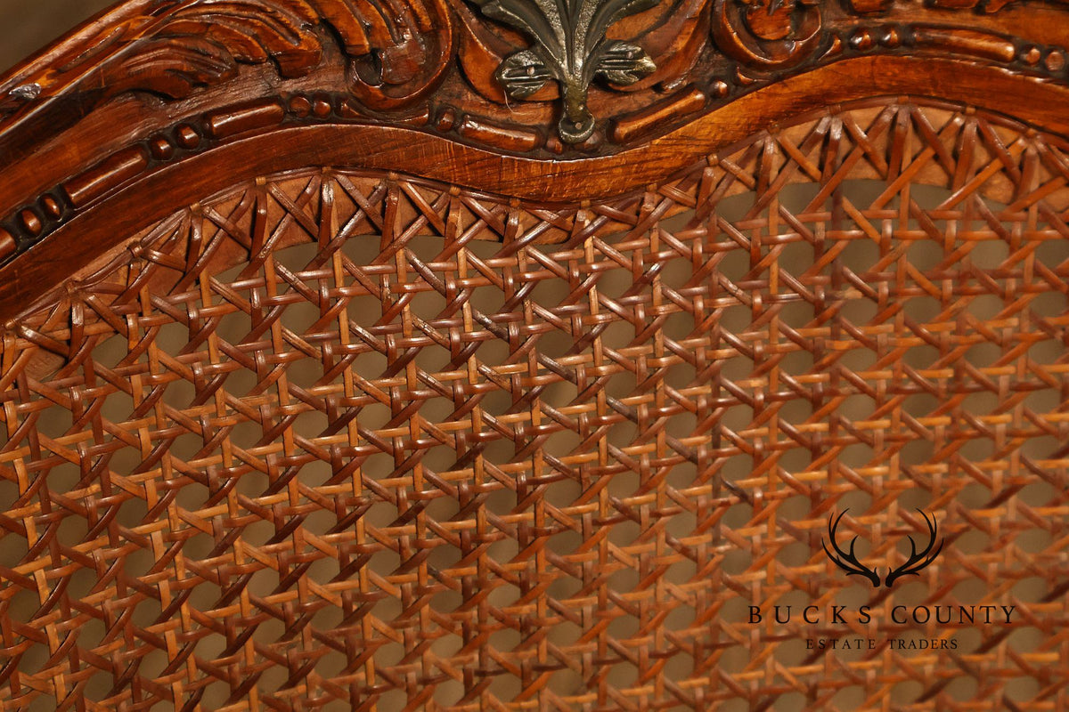 French Louis XVI Style Vintage Set Of 12 Caned Dining Chairs