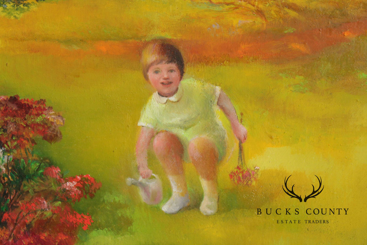 Charles T. Perry Oil Painting, Sibling Portrait