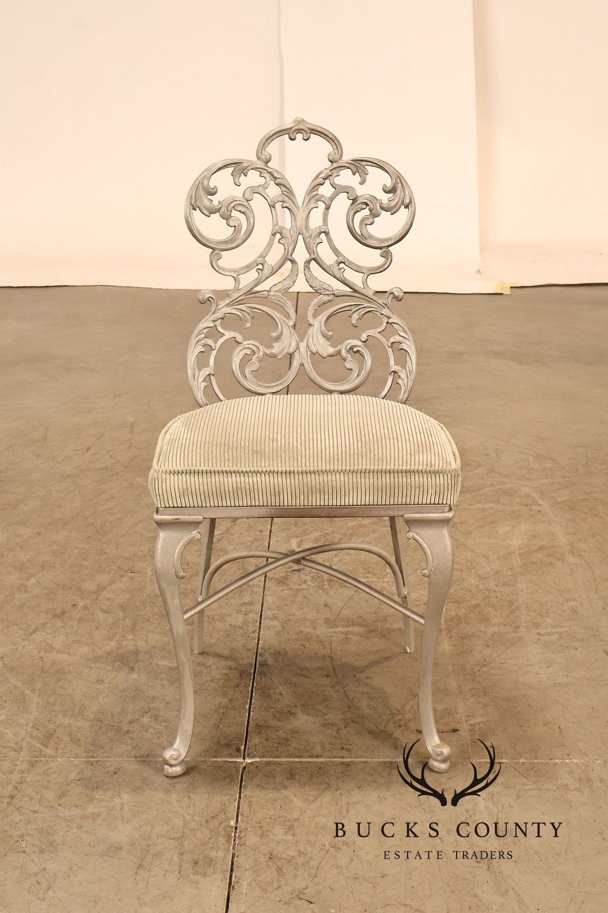 Hollywood Regency Seven-Piece Scrollwork Patio Dining Set