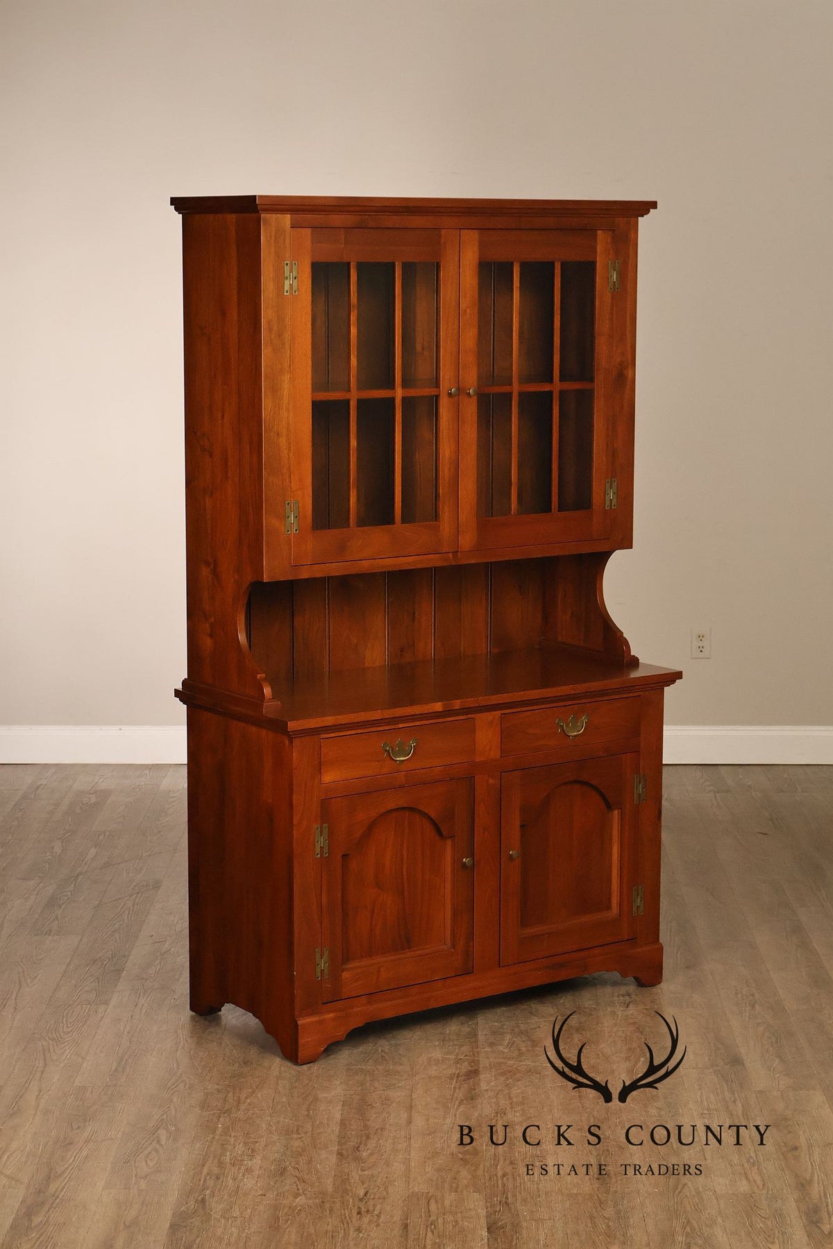 E.A. Clore Bench Made Solid Walnut Step Back Hutch