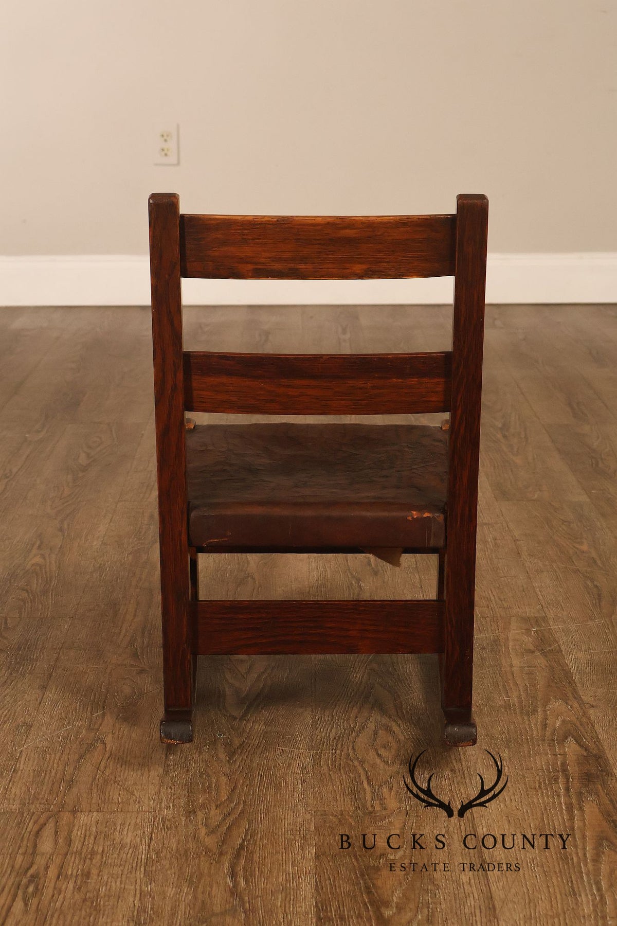 Antique Gustav Stickley Arts And Crafts Oak Child's Chair And Rocker