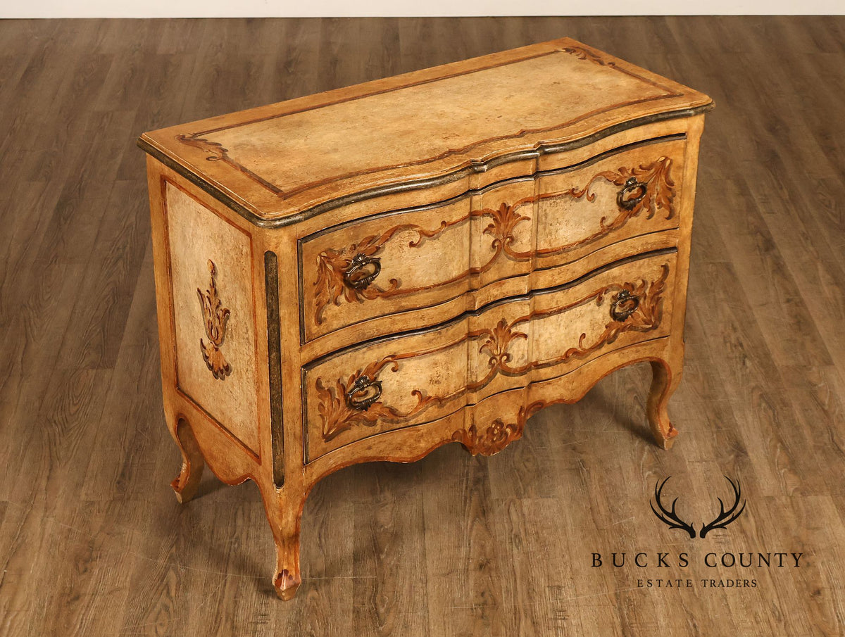 Rococo Style Painted Bombe Chest Of Drawers