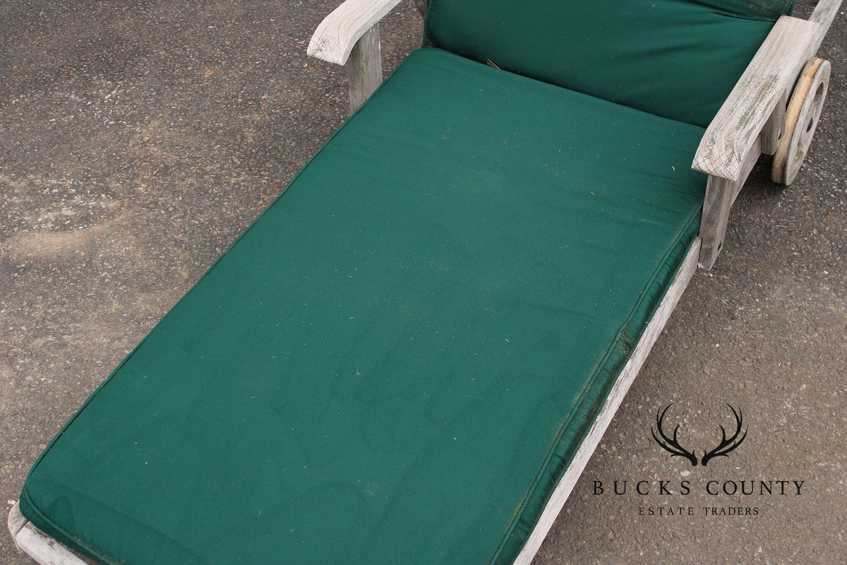 Gloster Pair of Teak Outdoor Patio Chaise Lounge Chairs