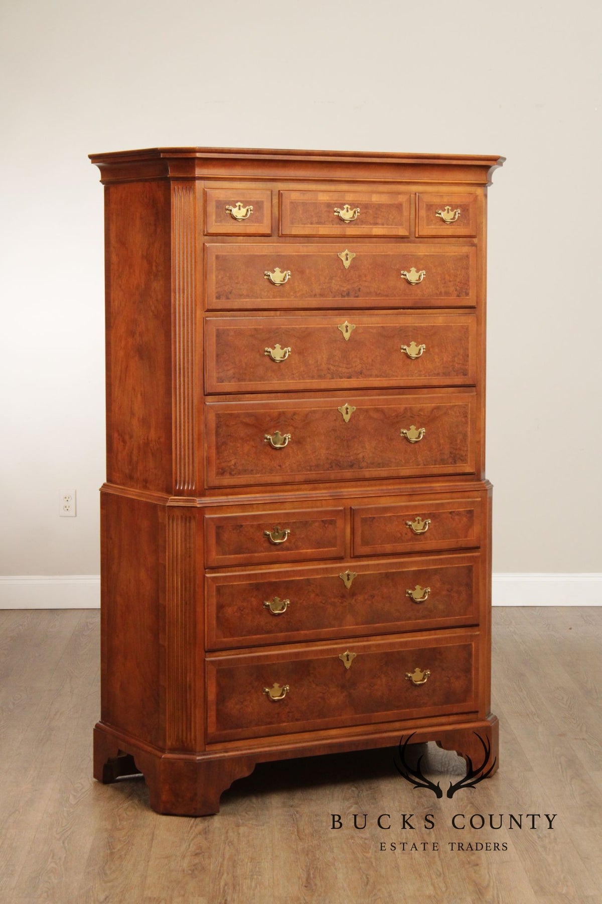 Century British National Trust Collection Burlwood Chest on Chest
