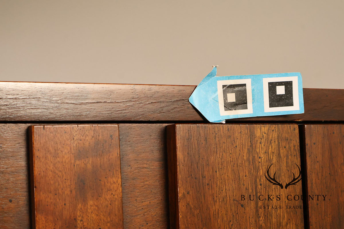 Vintage Lane Mid-Century Modern Brutalist Walnut Armoire