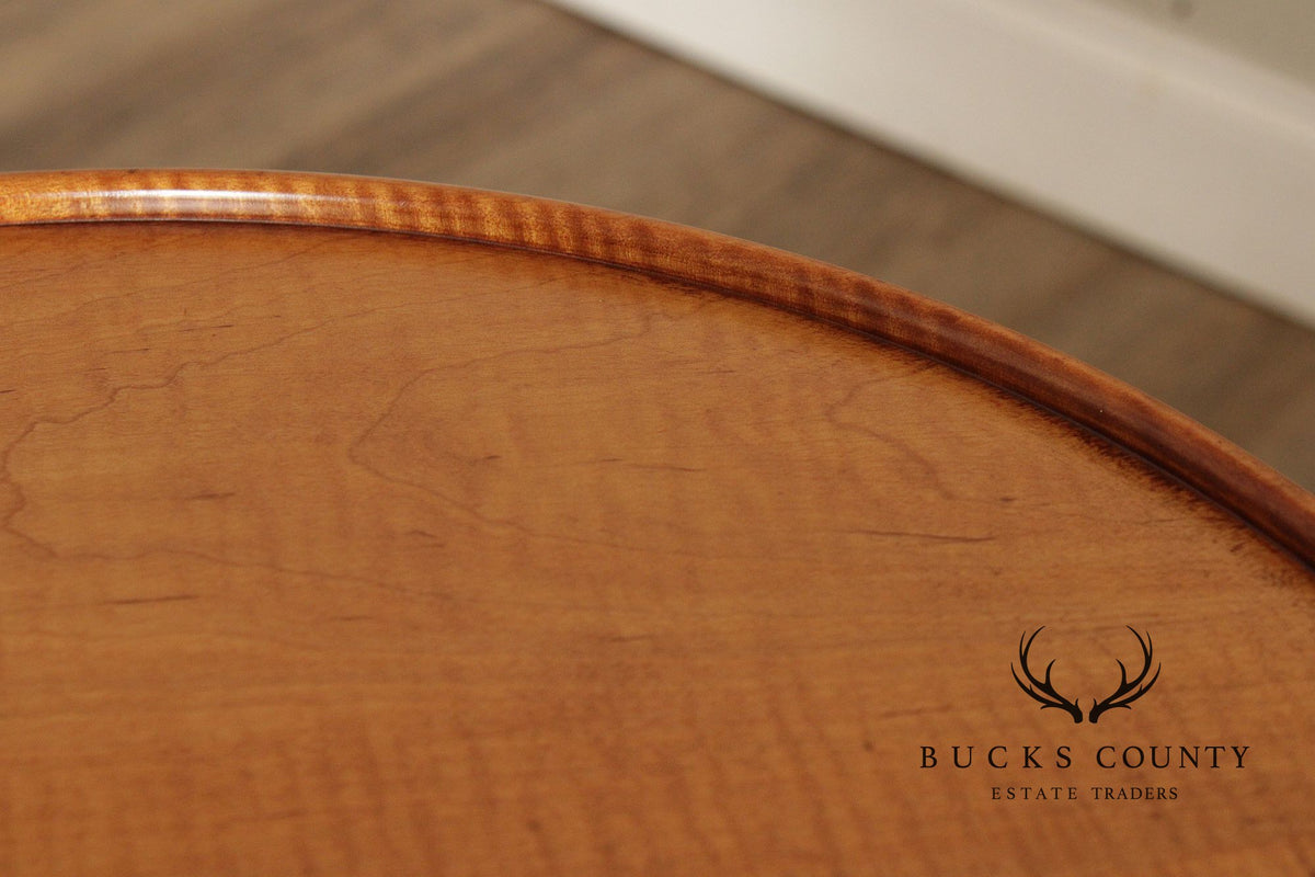 Custom Quality Queen Anne Style Tiger Maple Round Side Table