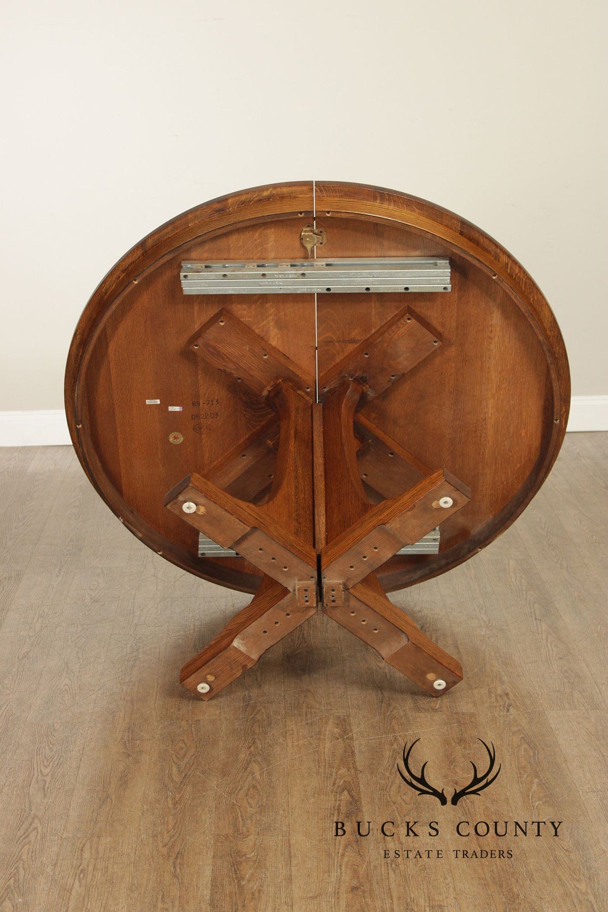 Stickley Mission Collection Round Oak Expandable Dining Table
