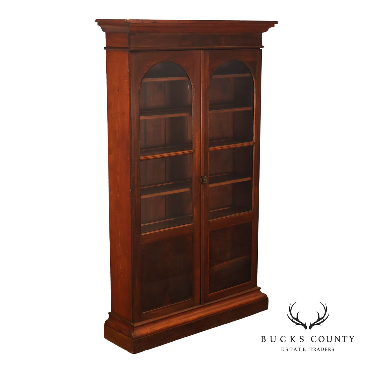 Antique Victorian Two-Door Bookcase Display Cabinet