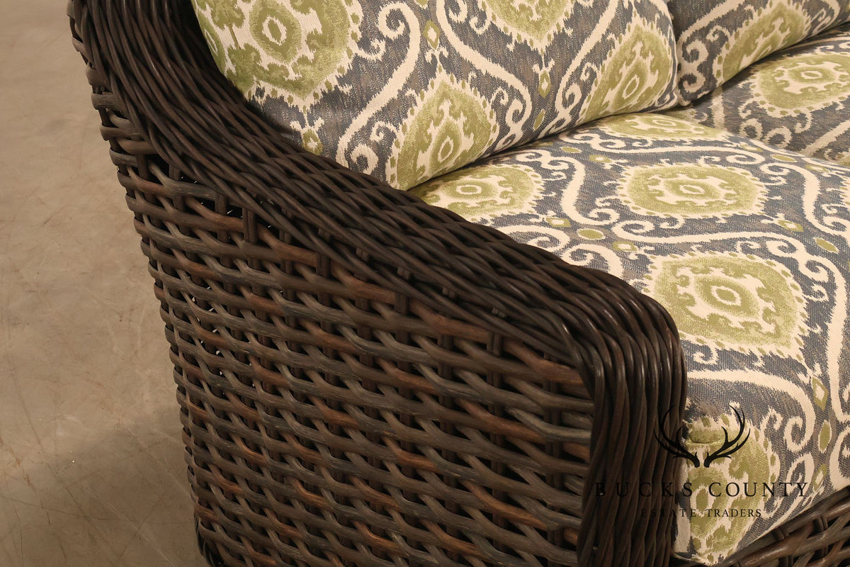 Lane Venture Woven Wicker Outdoor Sofa With Patterned Cushions