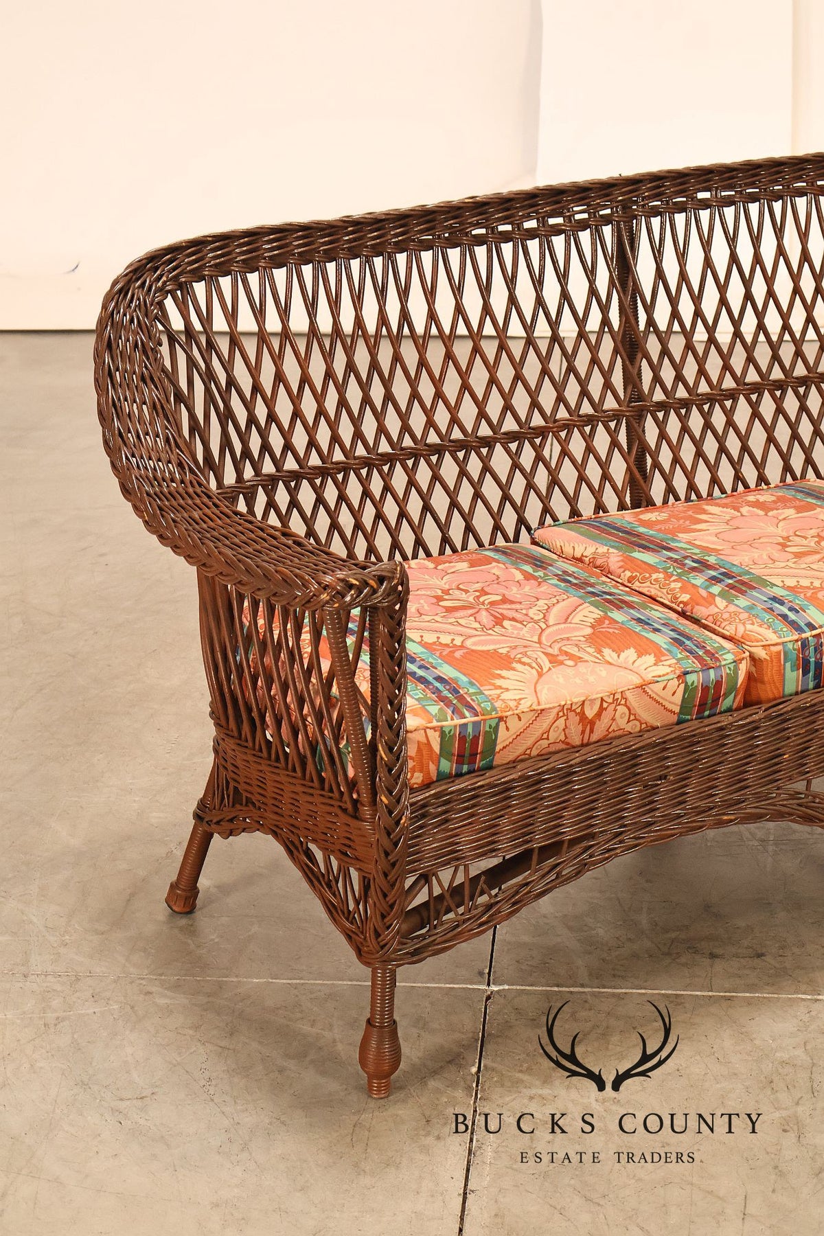 Antique Bar Harbor Style Wicker Sofa