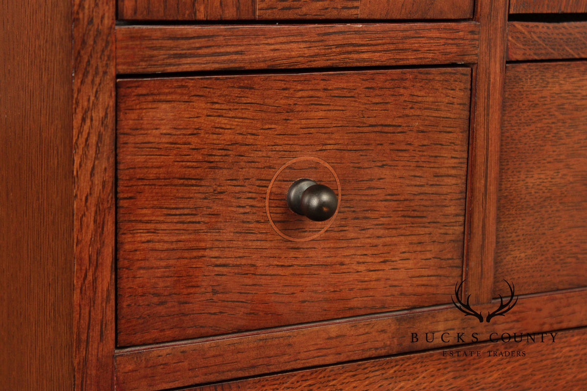 Stickley Mission Oak Harvey Ellis Inlaid Drop Front Secretary Desk And Wine Cabinet