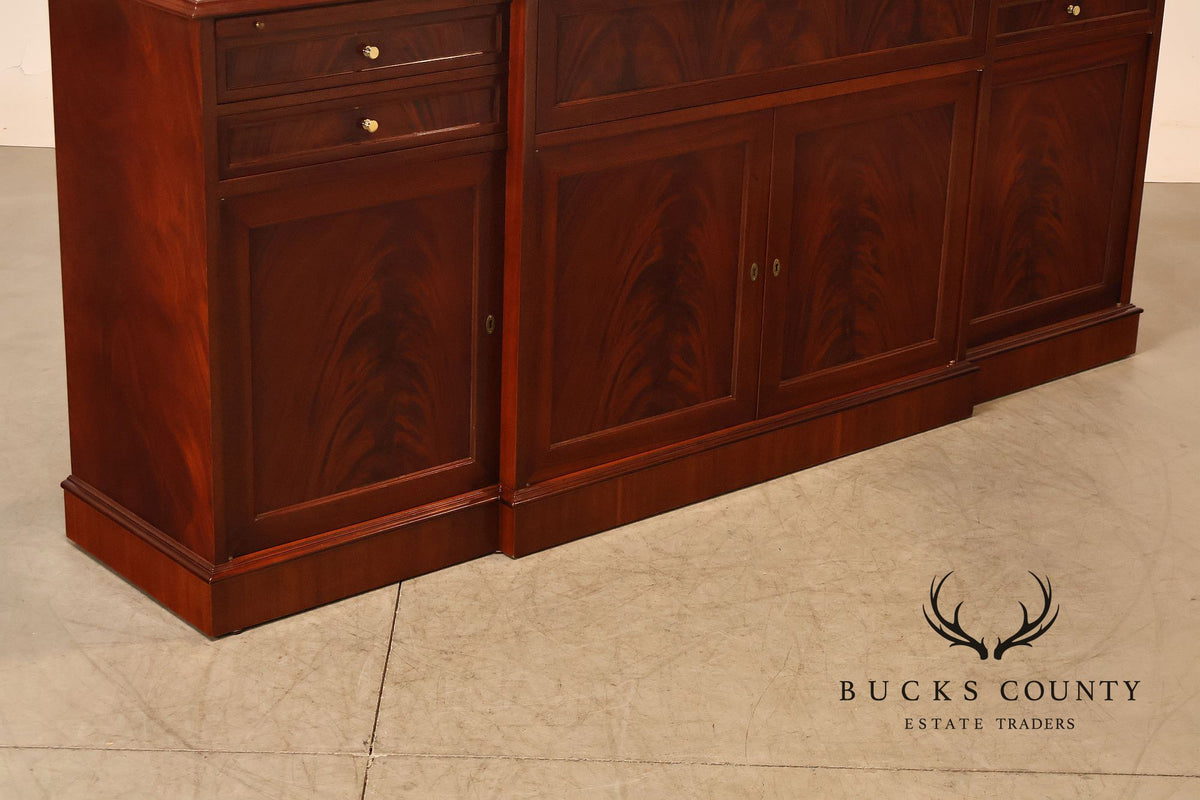 Flame Mahogany Breakfront Buffet Sideboard with Drop Front Secretary Desk