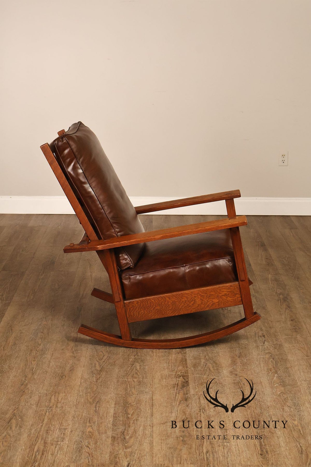 Antique L & JG Stickley Mission Oak Morris Rocker