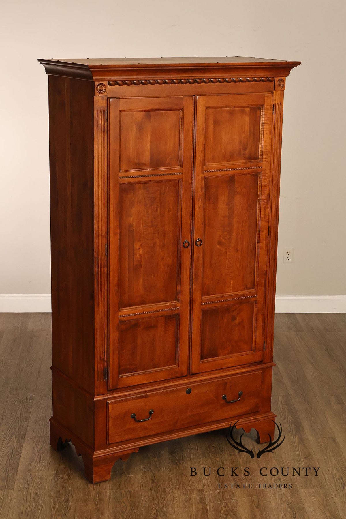 Ethan Allen Country Crossings Maple And Birch Two-Door Armoire Cabinet