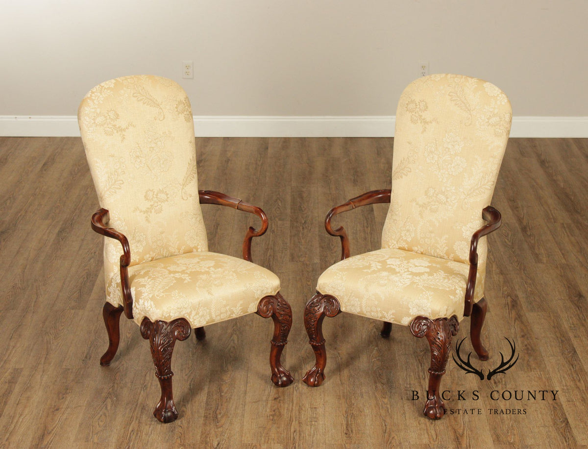 Century Furniture Georgian Style Pair of Mahogany Armchairs