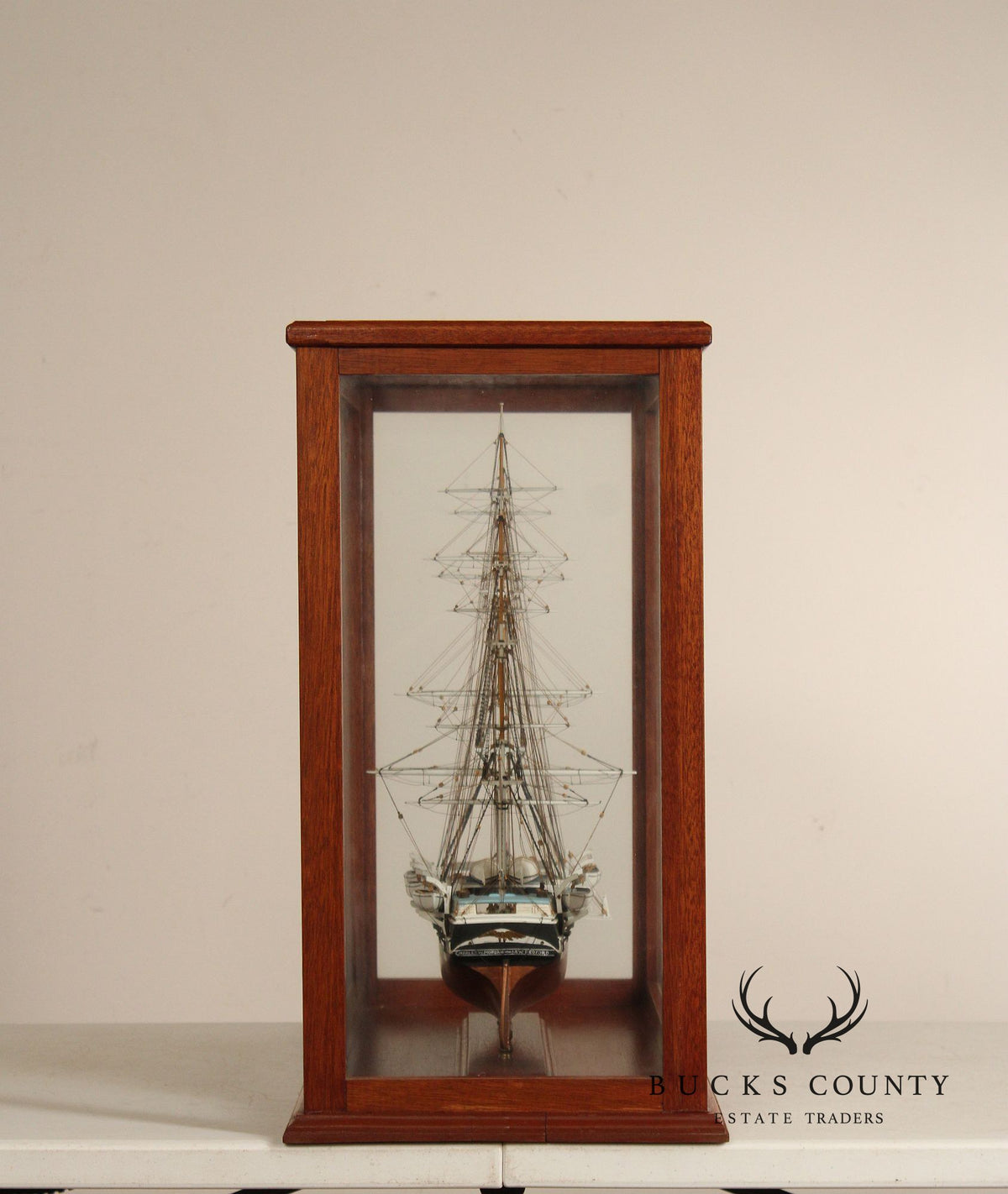 Charles W. Morgan 1841 Whaling Ship Wooden Model In Glass Display Case