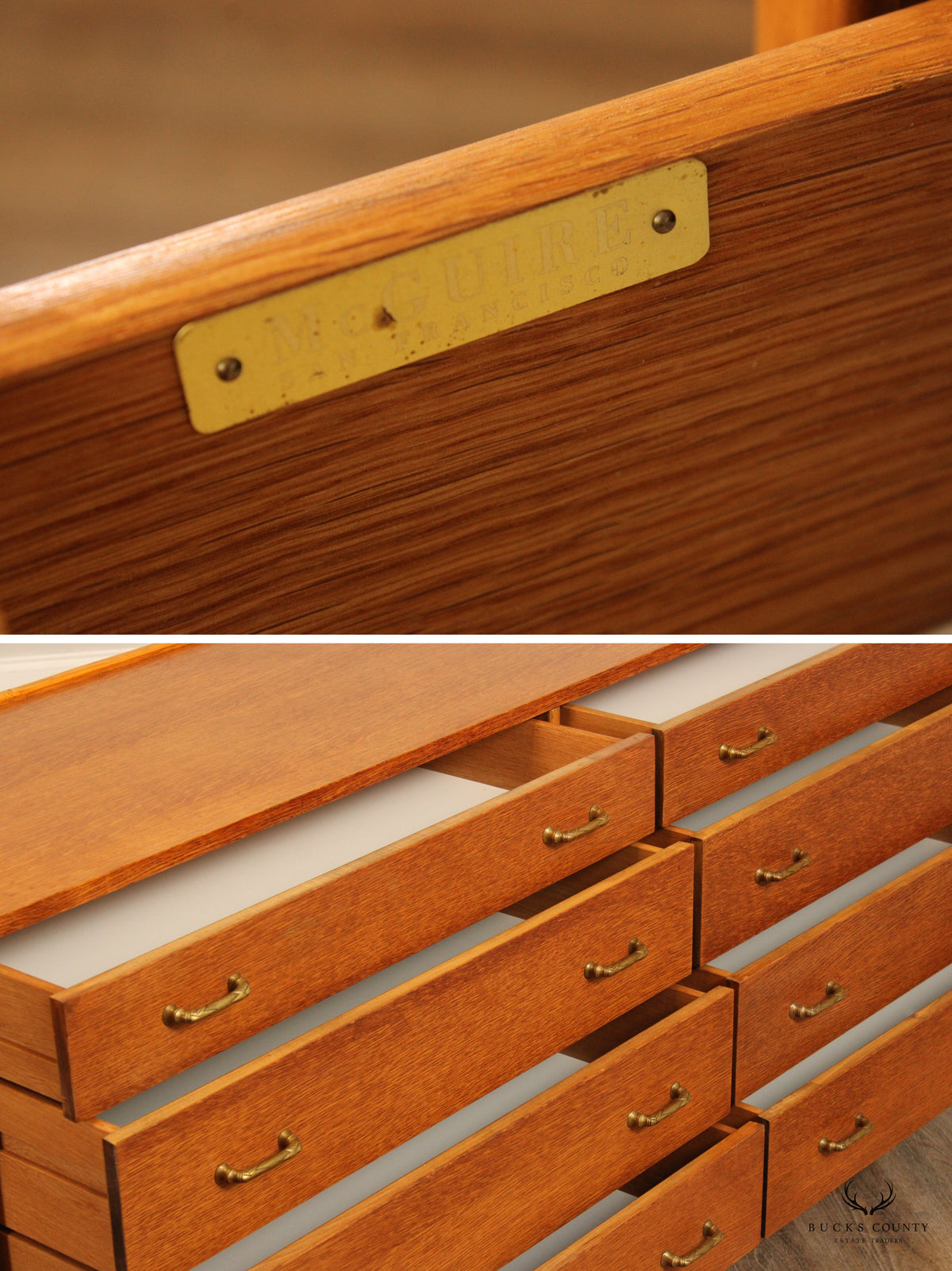 McGuire Mid Century Modern Oak Eight-Drawer Dresser