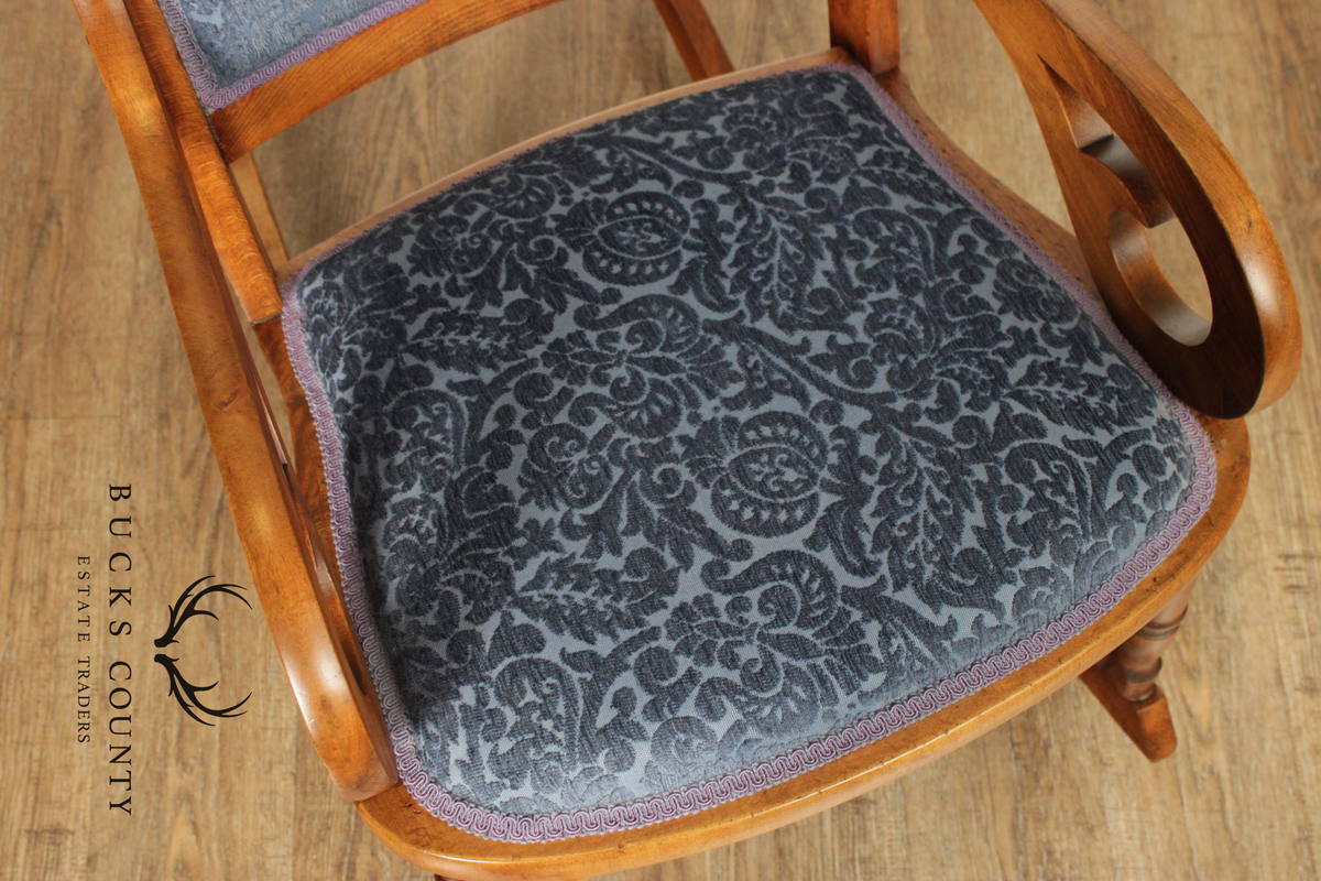 Antique Victorian Era Custom Upholstered Rocker