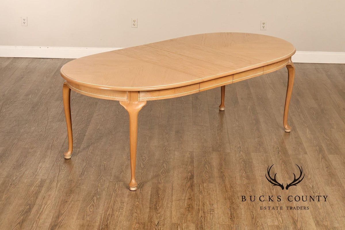Vintage Hespeler Furniture Dining Table With Two Leaves And Six Dining Chairs