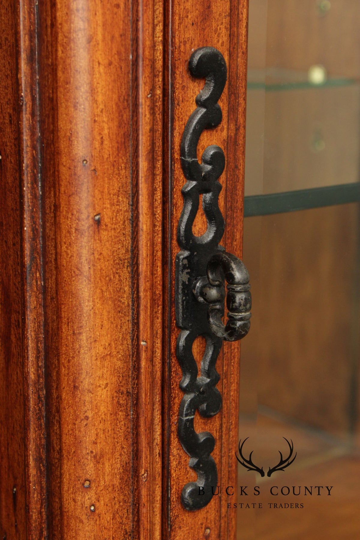 French Provincial Style Carved Wood Lighted Curio Display Cabinet