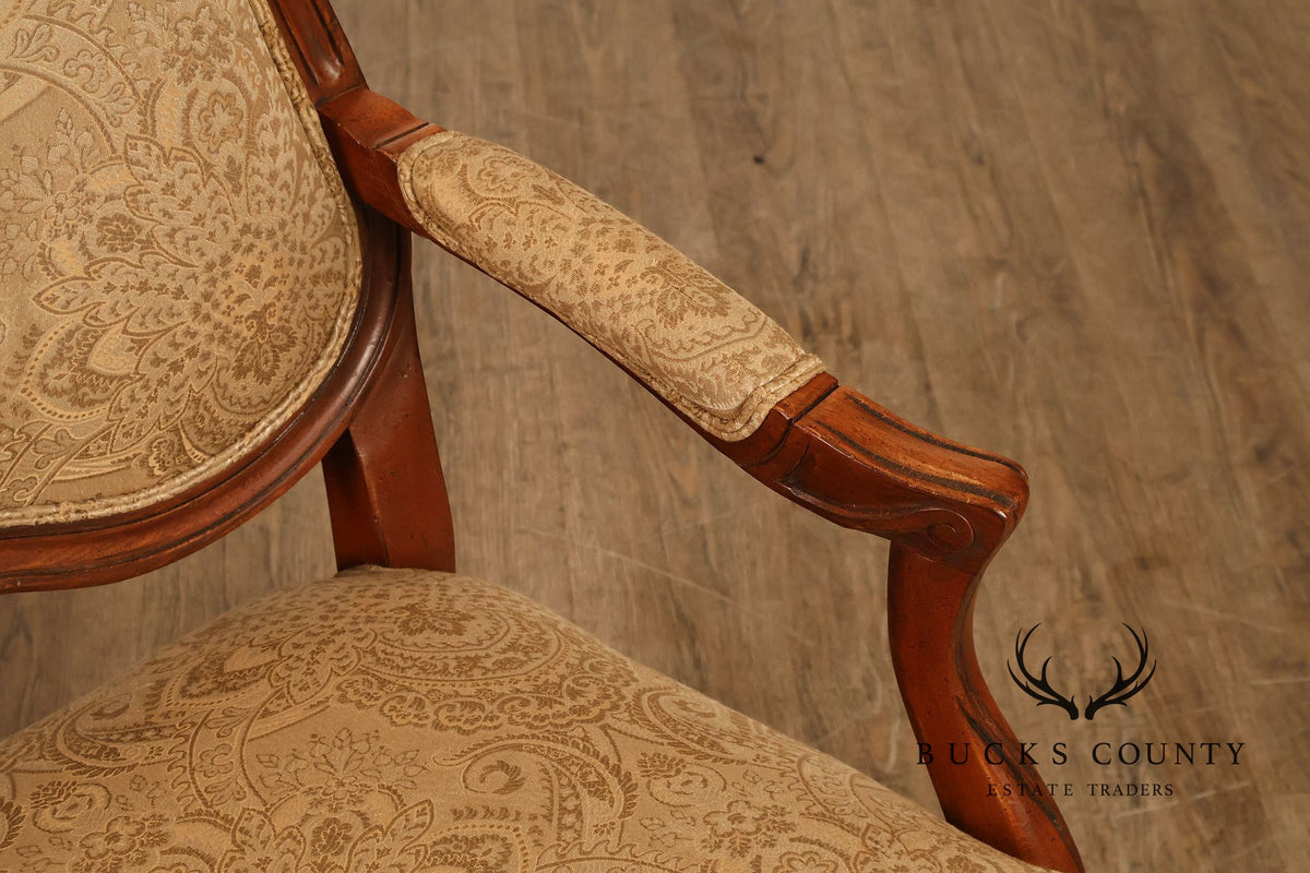 Ethan Allen French Louis XV Style Pair of Fauteuil Armchairs
