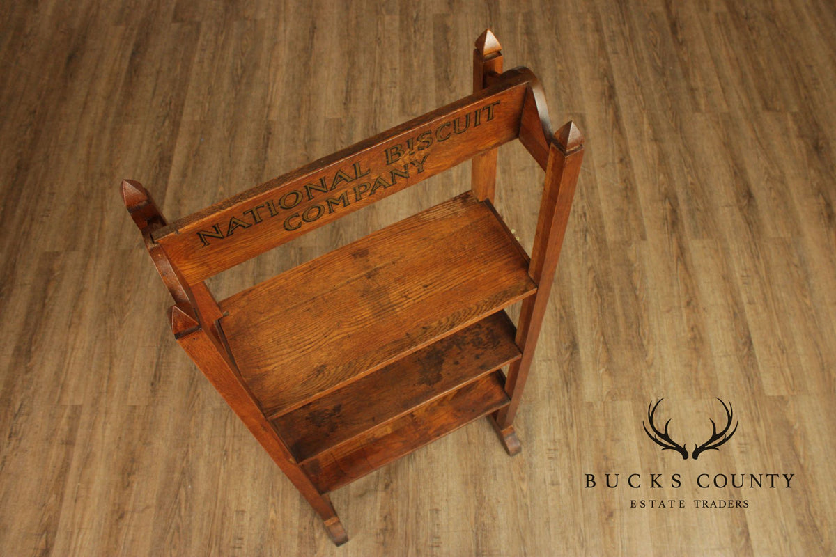 National Biscuit Company Arts & Crafts Oak Display Shelf
