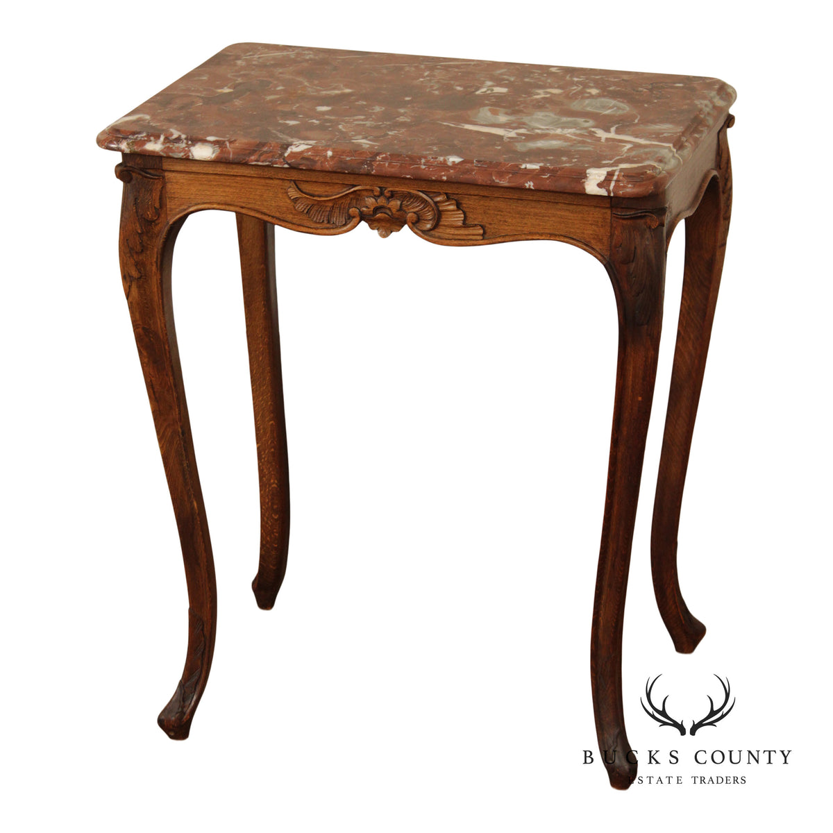 French Louis XV Style Marble Top End Table