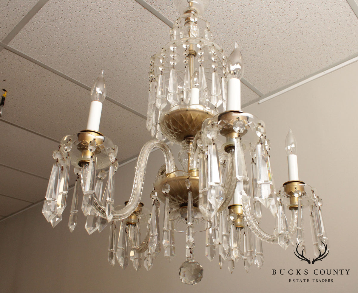 Antique Maria Theresa Style Crystal and Brass Chandelier