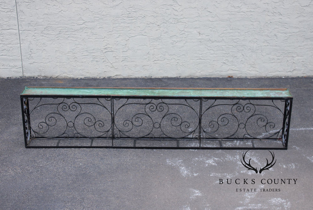 Ornamental Iron Window Length Narrow Planter With Copper Insert