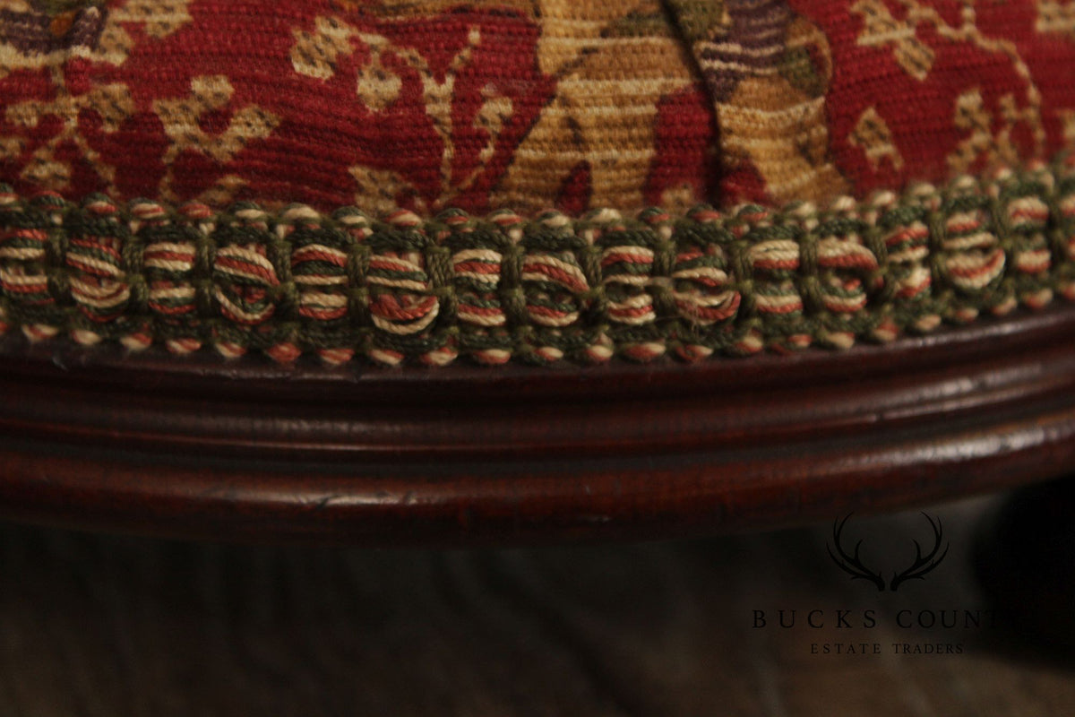 Antique Victorian Low Round Foot Stool